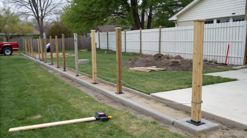 Example of a wood fences installation